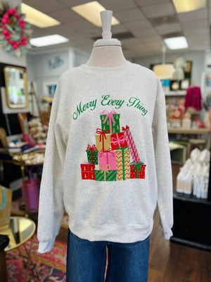 Merry Everything Grey Pullover - Anna Craig Boutique