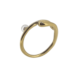 18k gold plated wavy single pearl ring