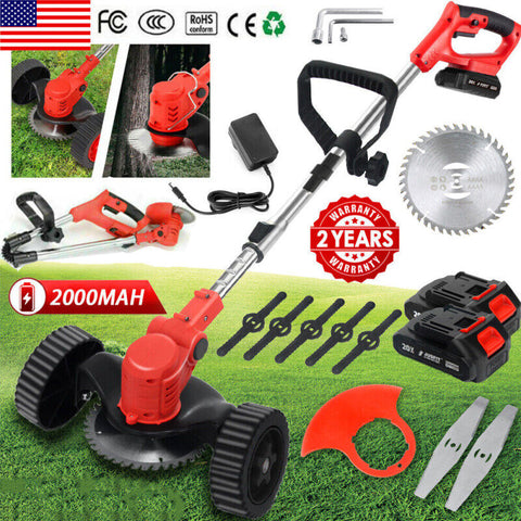 Grazer™ : Best Powerful Electric Battery Operated Cordless Metal Blade Weed Eater / Grass Trimmer