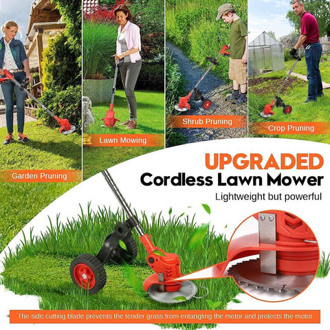 Grazer™ : Best Powerful Electric Battery Operated Cordless Metal Blade Weed Eater / Grass Trimmer