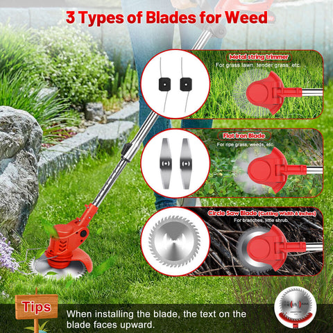 Grazer™ : Best Powerful Electric Battery Operated Cordless Metal Blade Weed Eater / Grass Trimmer