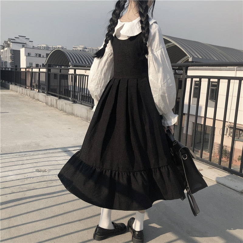 2-Piece Japanese Style Kawaii Aesthetic Oversized Dress Kawaii Fashion