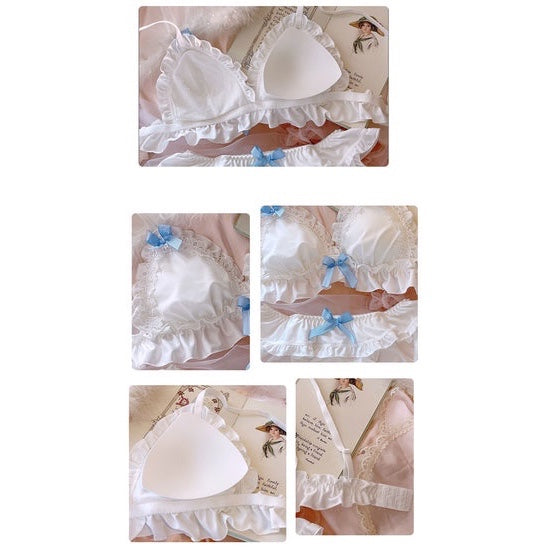 Blue Bow Dollcore Nymphette Coquette Doelette Lingerie Set Underwear