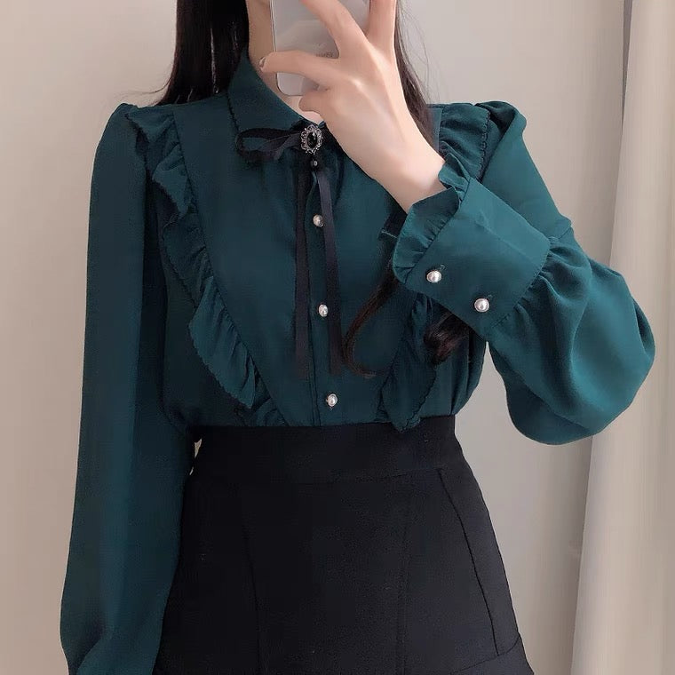 Dark Academia Victorian Shirt Gothic Princesscore Blouse