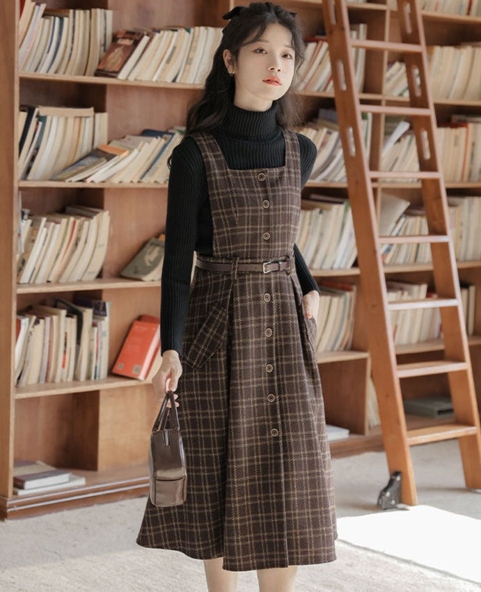 Dark Cottagecore Plaid Dress