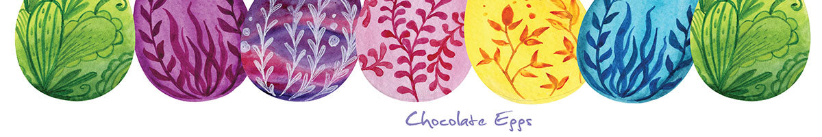 Colorful chocolate eggs candle label.