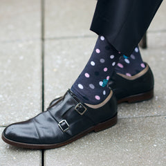 black and pink socks to wear with black shoes