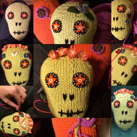 Process picture of Day of the Dead Skull Pillows