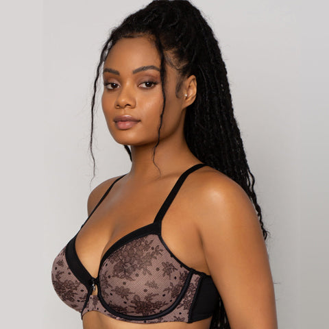 Curvy Couture Glistening Sheer Embroidery UW Bra 1296 NWT $62 US