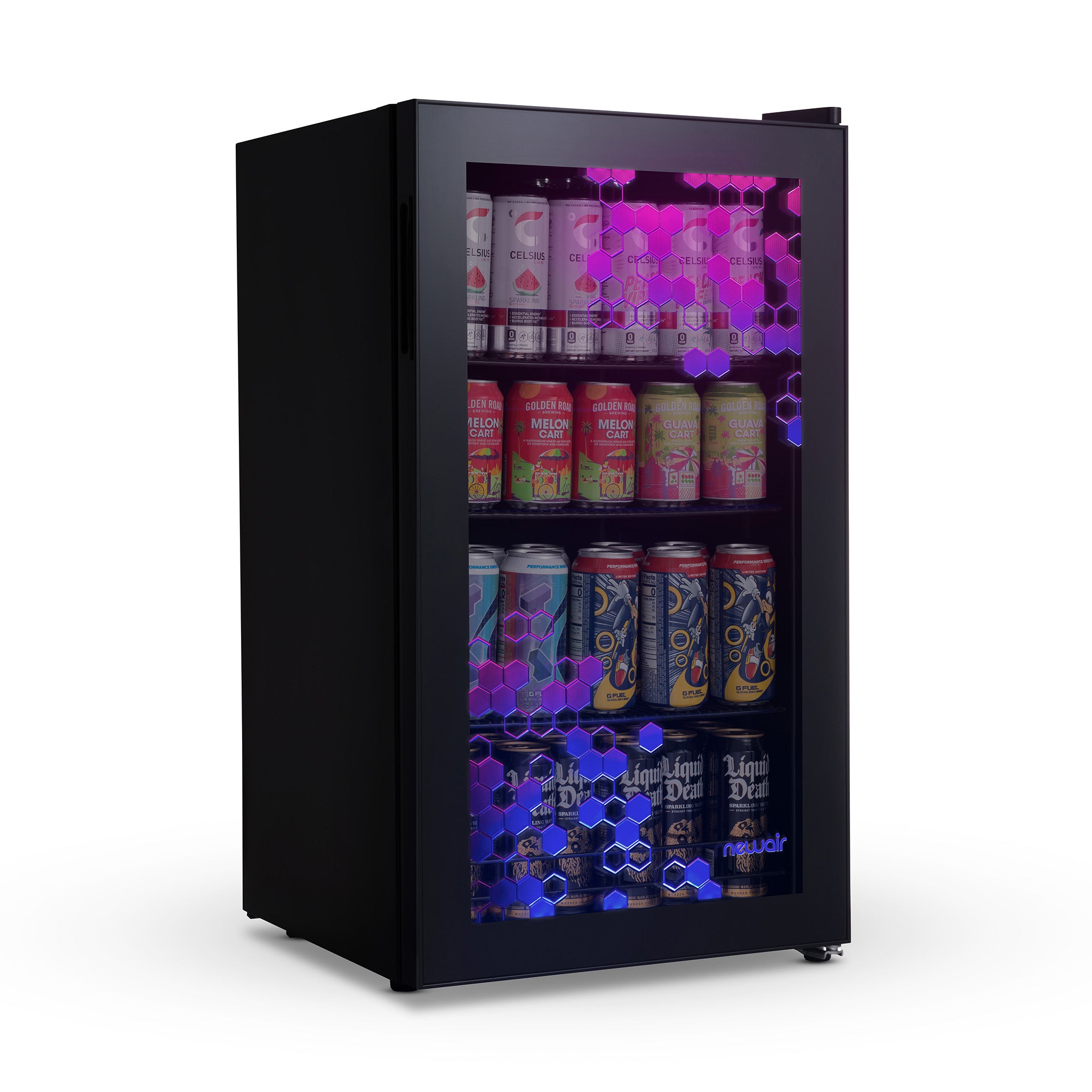 NewAir Prismatic Series 19 in. Single Zone 126 Cans Beverage Cooler with  RGB HexaColor LED Lights, Mini Gaming Fridge in Black NBC126HX00 - The Home  Depot