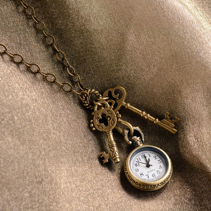 Steampunk Pocket Watch and Antique Key Necklace by Sweet Romance – Sweet Romance  Wholesale