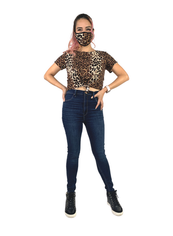 Animal print with face mask and jeans