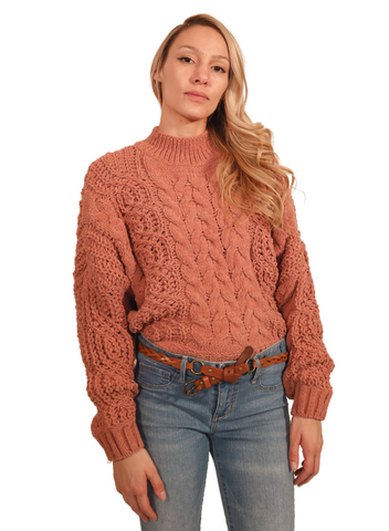Pink, Sweater ,Chunky, Cozy Cold, Christmas, Fashion, Woven, Cropped