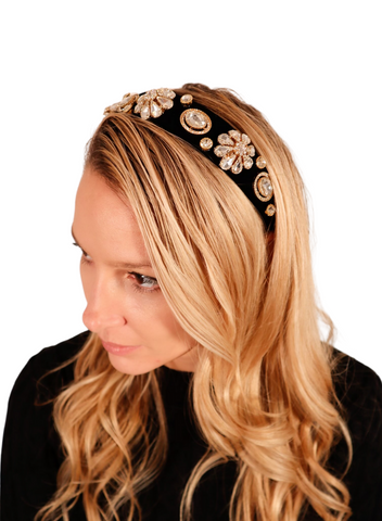 Headband, Accessories, Bling, Gold, Velvet, Serena Van Der Woodson, Blair Waldorf, Early 2000's 