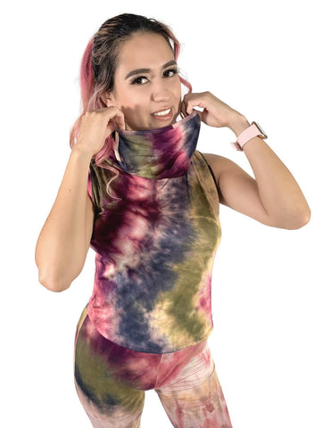 Tie Dye Top with Built-in Face Mask