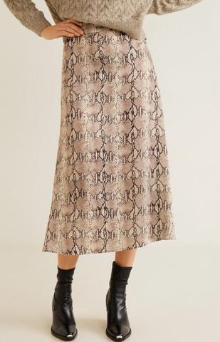 Tea length snake print skirt