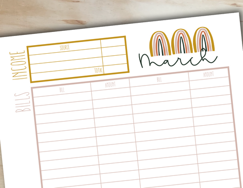 Monthly Budgeting Printable