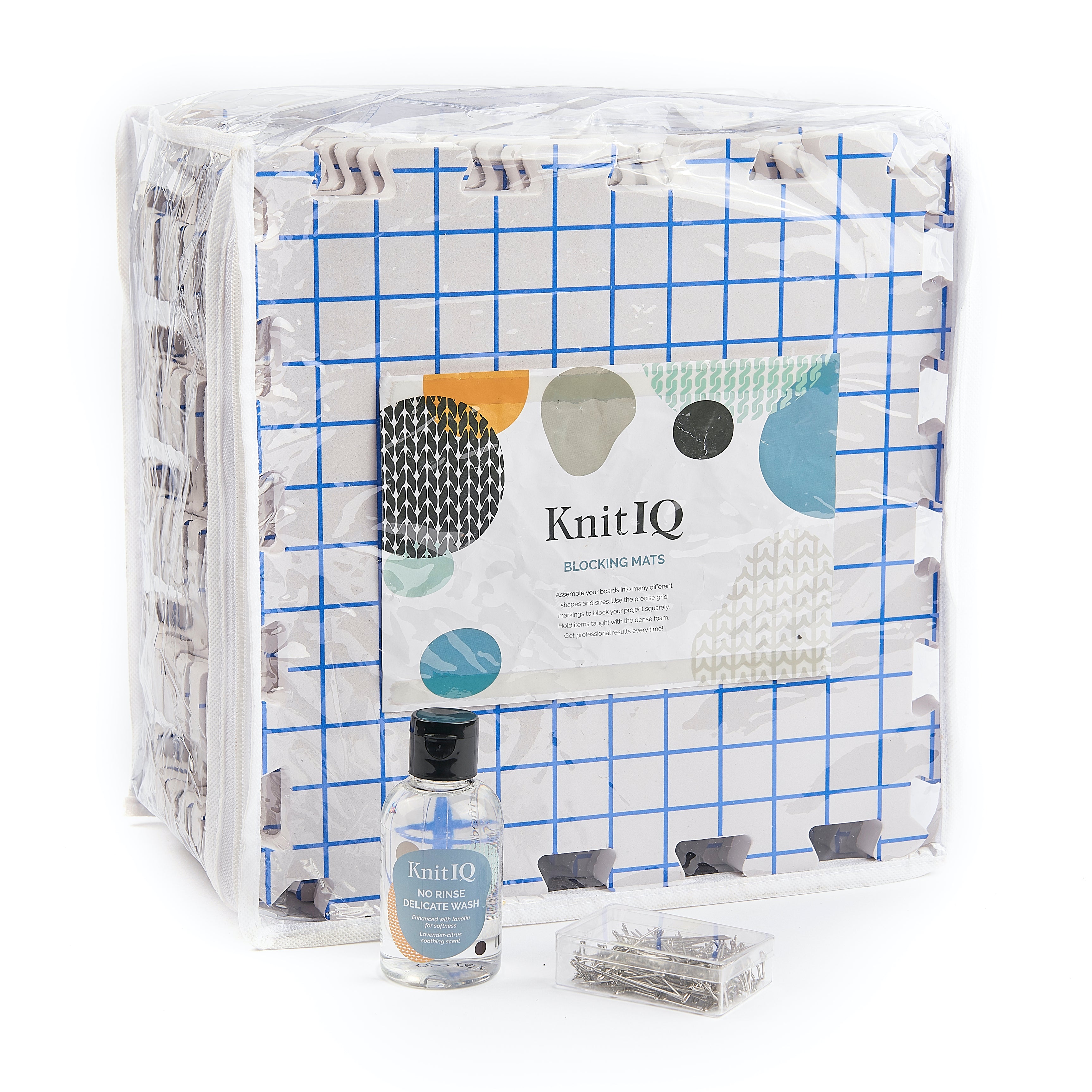 KnitIQ Artisan Blocking Mat Set  9Pc Extra Thick Boards & 150 T