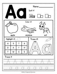 Alphabet Worksheets A-Z - Beginning Sounds Practice - INSTANT DOWNLOAD ...