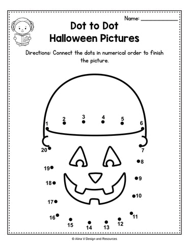 Dot to Dot Halloween activity for preschool