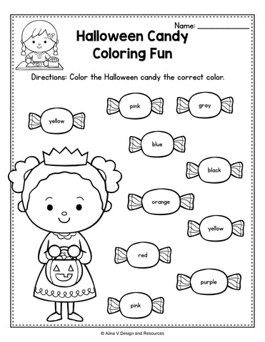 Halloween coloring worksheet for preschool