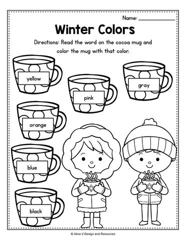 Winter Colors Activity For Preschool
