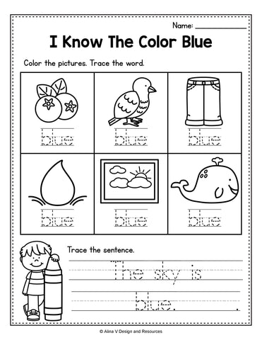 Blue Color Winter Worksheet For Preschool