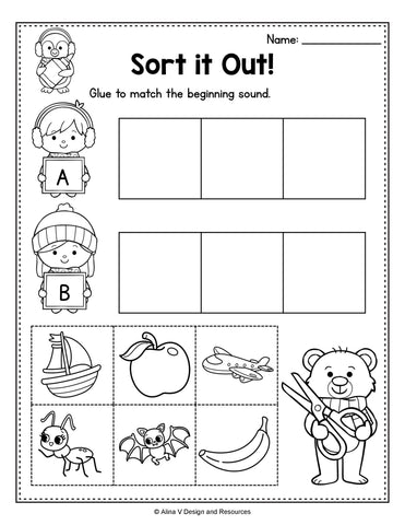 Winter Word Sorting Printable For Preschool