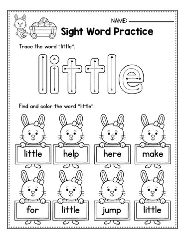 Easter Sight Word Practice Worksheet For Preschool