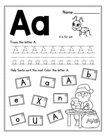 Letter A Practice Christmas Worksheet For Preschool