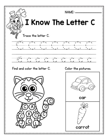 St. Patrick's Day Letter C Practice Worksheet For Preschool