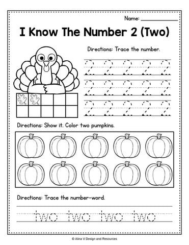 Thanksgiving Number 2 Printable Worksheet