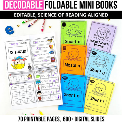 Decodable Foldable Mini Books MEGA BUNDLE (Editable) - Science of Read – My  Nerdy Teacher