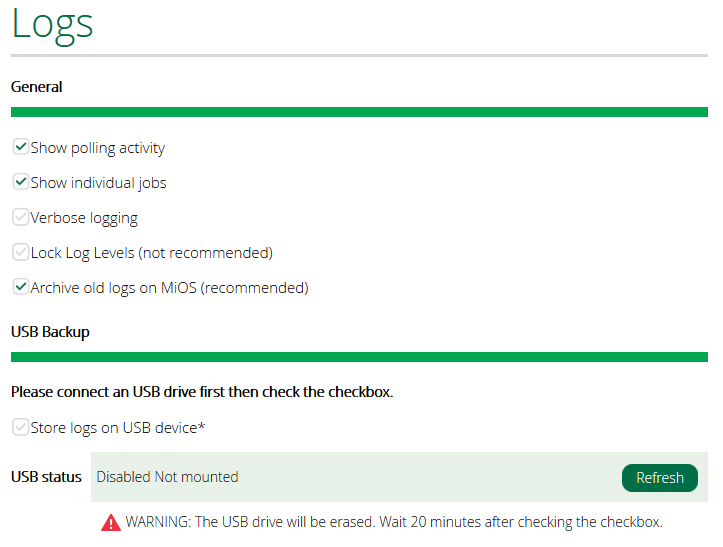 Configuración de registro de Vera