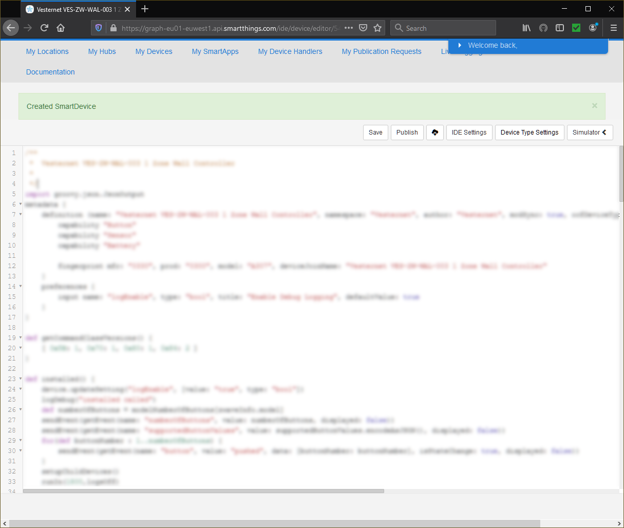 Adding a Device Handler to SmartThings | Vesternet