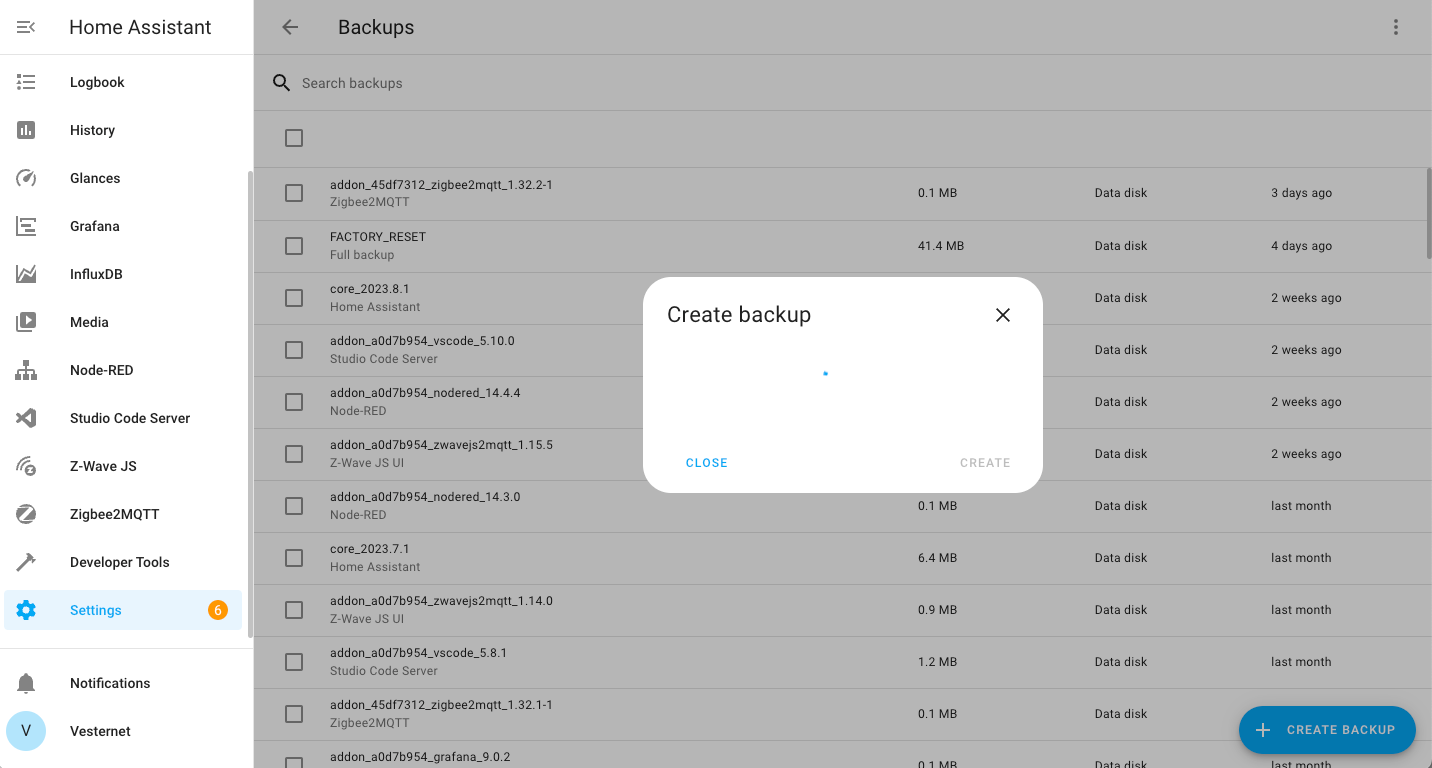 Vesternet HOMEIX Hub Backing Up