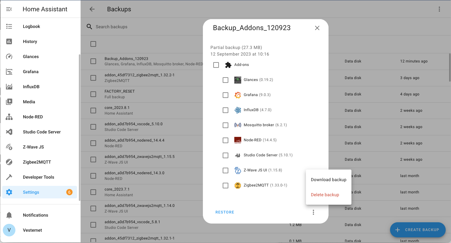 Vesternet HOMEIX Hub Backup Downloaden