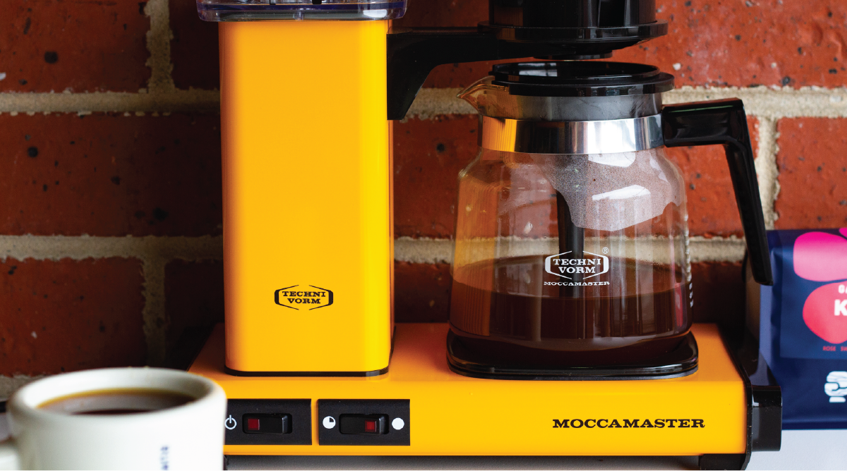 Moccamaster Classic in Yellow Pepper, available from Rumble Coffee Roasters