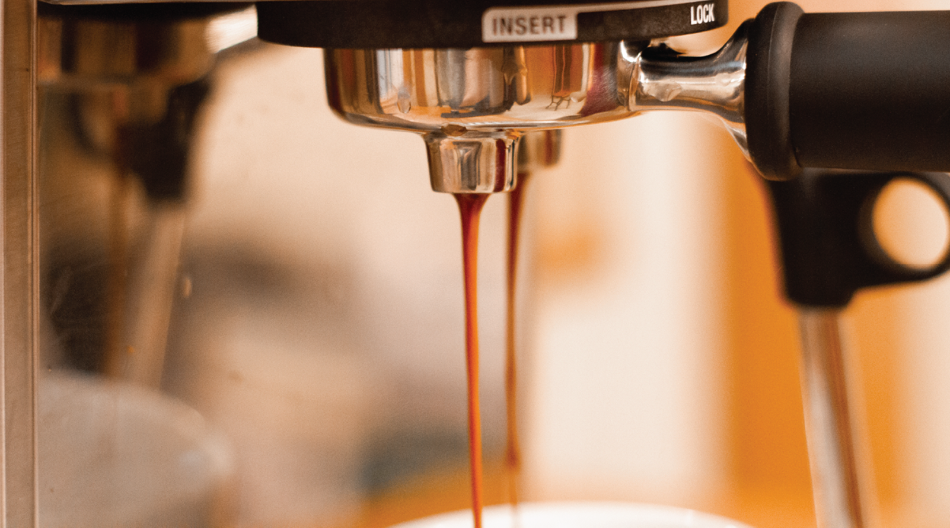 Espresso extracting from Breville coffee machine at Rumble Coffee Roasters