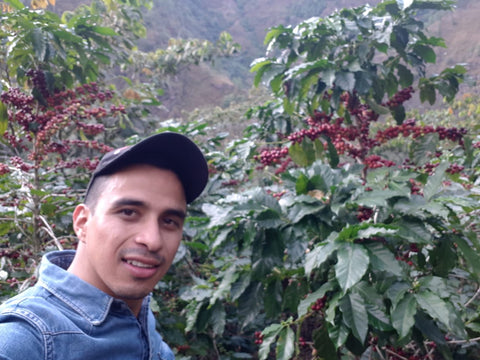 Marlon Del Valle and his coffee cherries