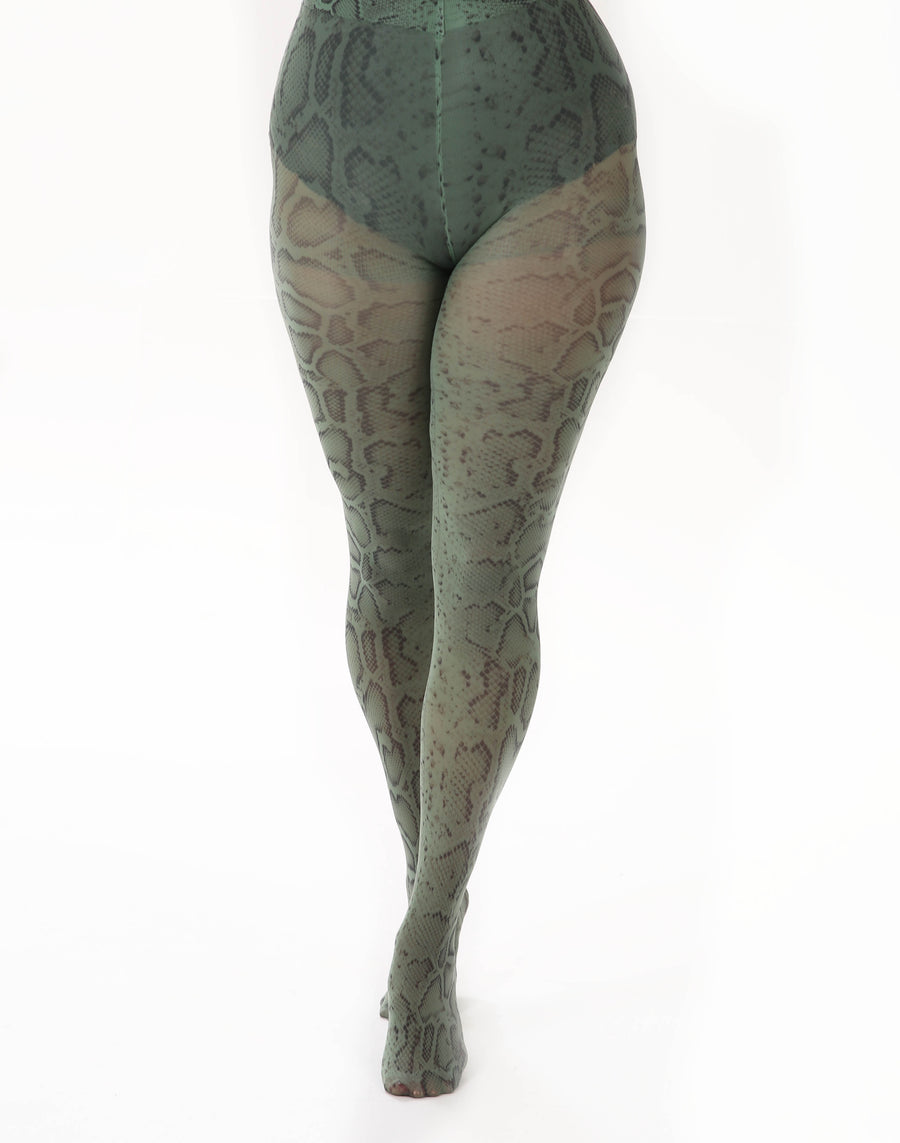 Snake Tattoo Printed Tights - Pamela Mann