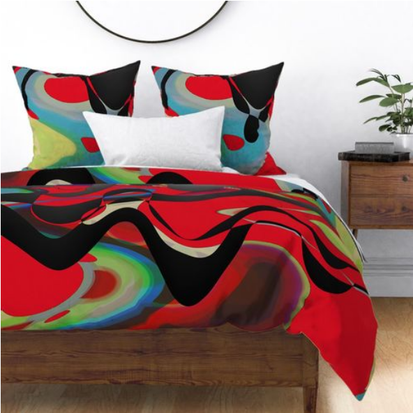 Red Retro Duvet/Quilt Cover – Elvira Aykut-Fits Of Colour Design