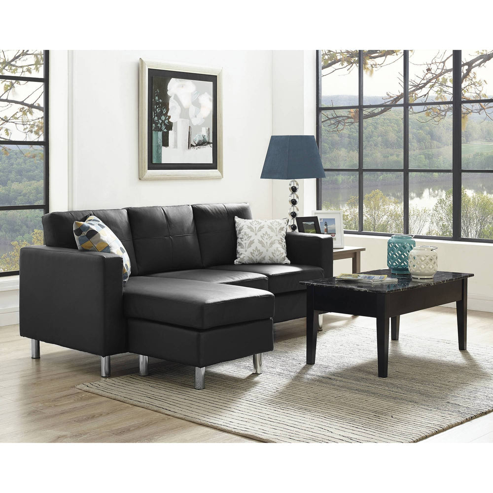 Clearance Furniture In Houston Black Small Reversible Sectional By