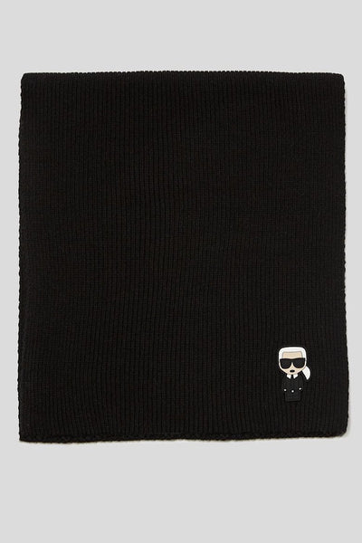 Karl Lagerfeld K/Ikonik Patch Πλεκτό Κασκόλ Μαύρο 226W3307