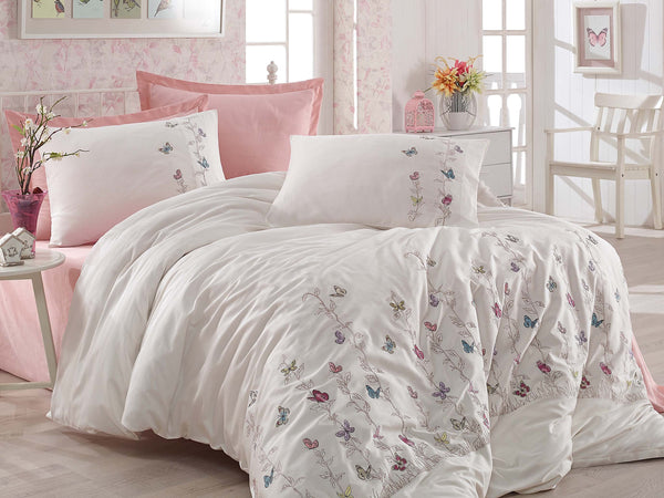 Butterfly Embroidery 6 Pieces Bedding Set