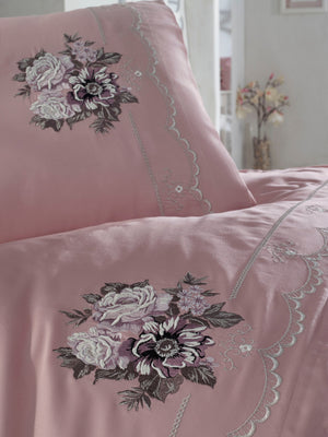 Embroidered Floral Full Bed Set