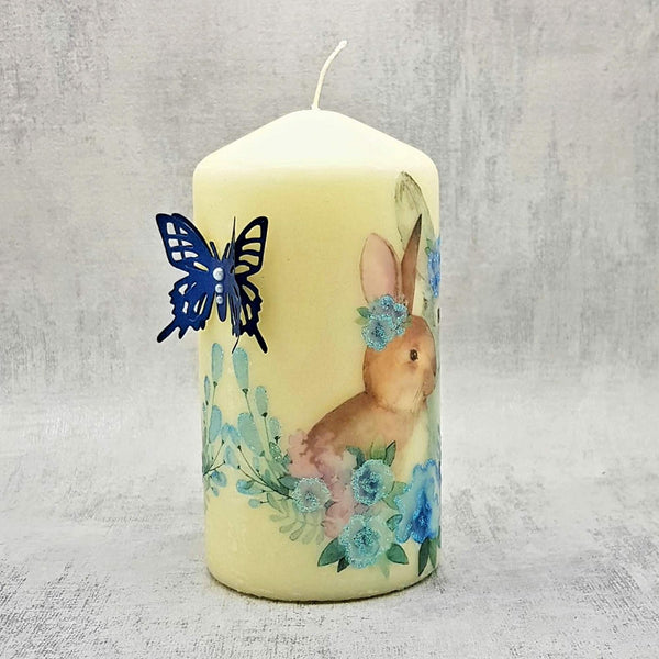 Watercolour Easter Bunnies candle 1