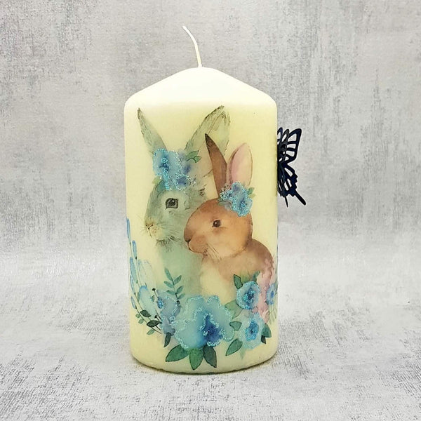 Watercolour Easter Bunnies candle 0