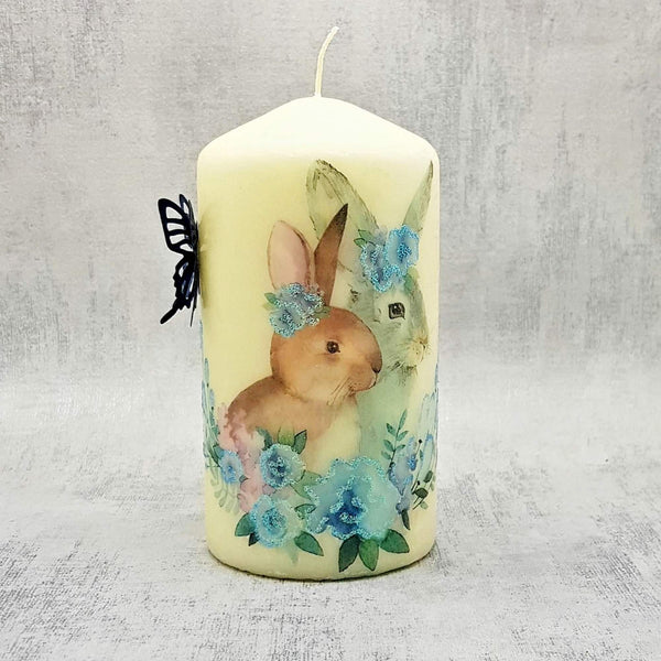 Watercolour Easter Bunnies candle 5