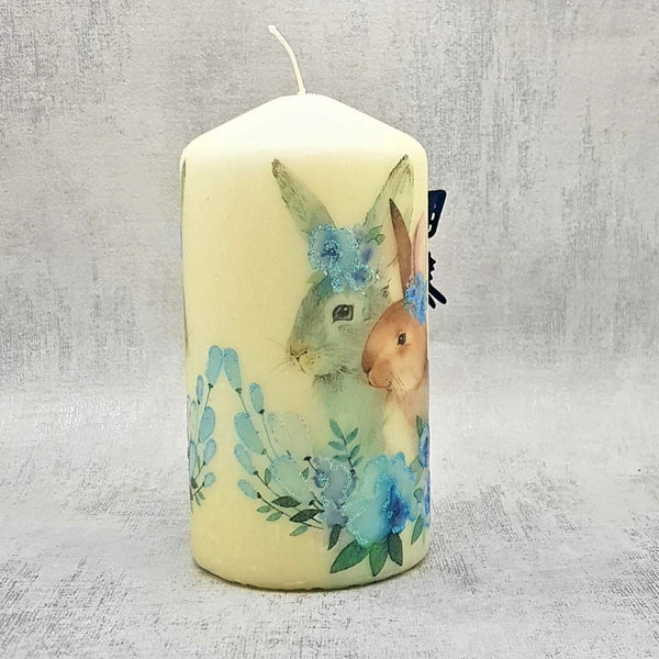 Watercolour Easter Bunnies candle 6